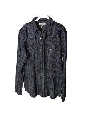 Blue Ranchwear Mens Shirt Size Small Snap Up Black Chest Pockets Cotton Thick